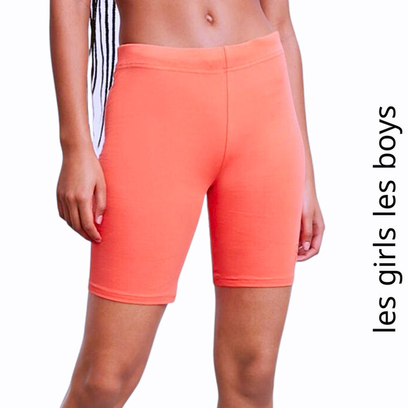 LES GIRLS LES BOYS Women's NWT 7.5" Jersey Apparel Bike Short In Hot Coral XS - Picture 1 of 13